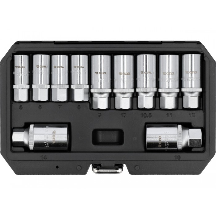 Головки для видалення гвинтових шпильок YATO з квадратами 3/8" і 1/2", 11 шт. [5]