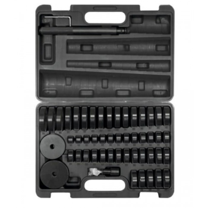 Засоби регуляції підшипників, сальників YATO 2 штифти l= 115/215 мм, перехідники Ø= 18-47 мм, 52 шт