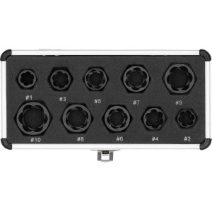 Торцеві головки до пошкоджених болтів і гайок YATO з квадратним приводом, М 9-19мм, компл. 10ел [50]