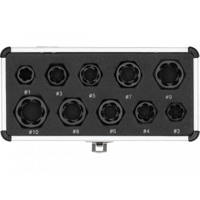 Торцеві головки до пошкоджених болтів і гайок YATO з квадратним приводом, М 9-19мм, компл. 10ел [50]