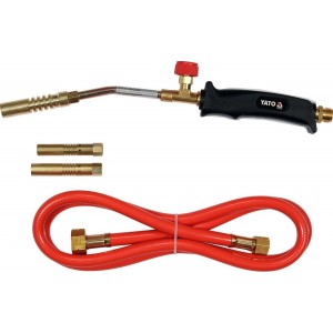 Пальник газовий YATO : l= 360 мм. до 4 кВт. 3 сопла і шланг- 1,5 м. (пропан, бутан) [20]