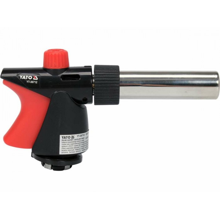 Пальник газовий YATO : цанговe з'єднання. PIEZO. 360°. до 2 кВт. t= 1300 ºC (EN417) [20/80]