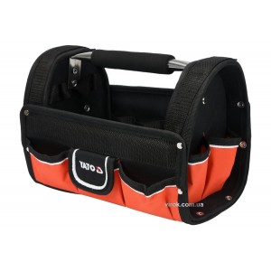 Сумка відкрита для інструменту 12", поліестеровий YATO; 9 кишень, з ручкою з алюмінієвої трубки [6]