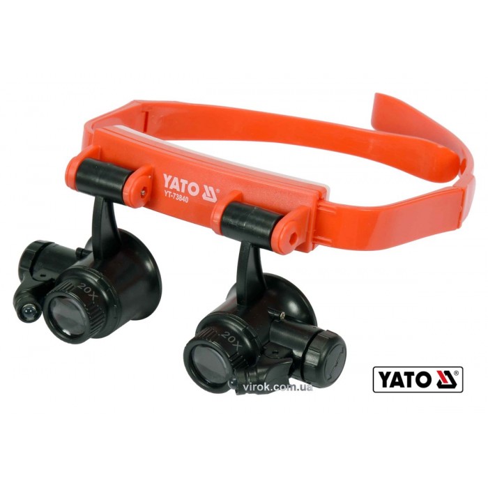 Лупи на голову з підсвіткою YATO: 2 LED, 4 пари з кратністю: х10, х15, х20, х25 [60/240]