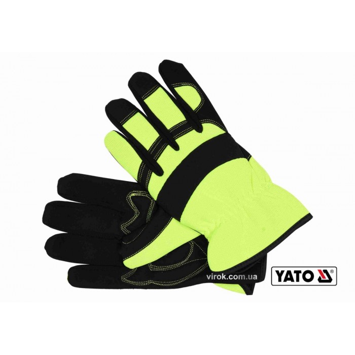 Рукавиці робочі на резинці YATO : штучна шкіра + синтетична тканина, розмір 10(DW)