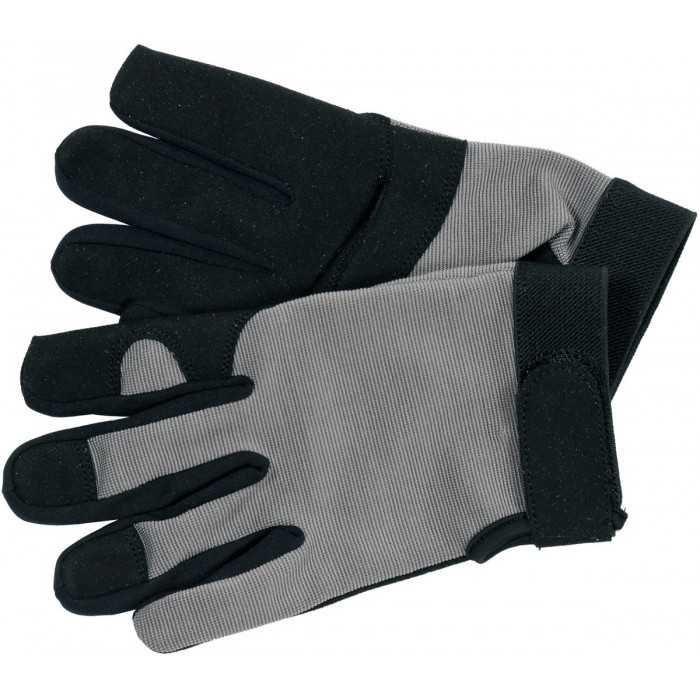 Рукавиці робочі чорно-сірі YATO : для сенсорних екранів, штучна шкіра +бавовняний трикотаж, роз 8 DW