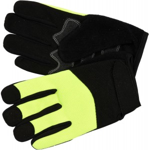 Рукавиці робочі чорно-жовті зміцнені YATO для сенс. екранів,штучна шкіра +бавовн трикотаж, розм.10DW