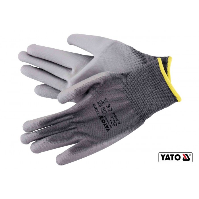Рукавиці робочі нейлонові YATO сірі, розмір 9 [50]