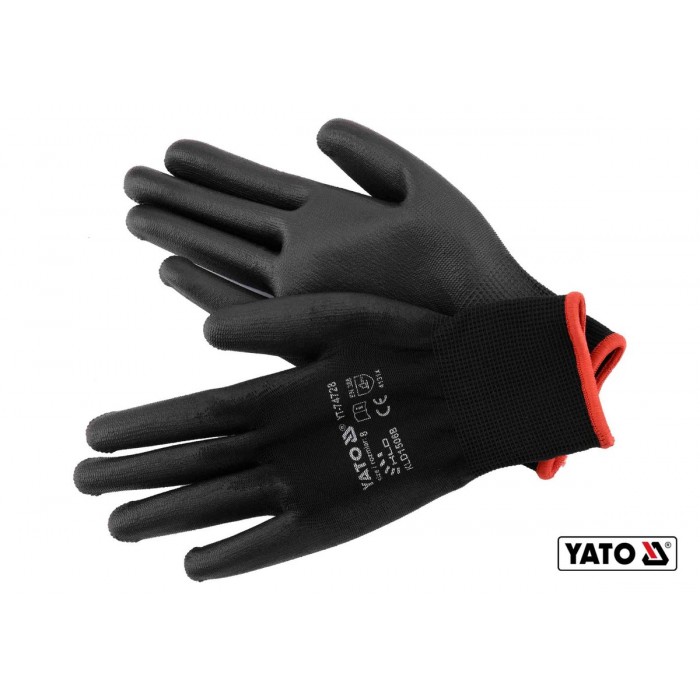 Рукавиці робочі нейлонові YATO чорні, розмір 8 [50/100]