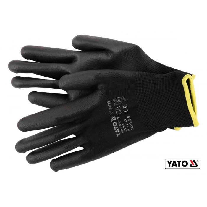 Рукавиці робочі нейлонові YATO чорні, розмір 9 [50/100]