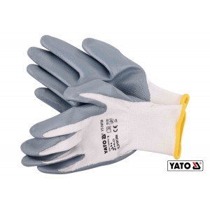 Рукавиці робочі оливостійкі YATO розмір 9 з нейлону і нітрилу [50/100]