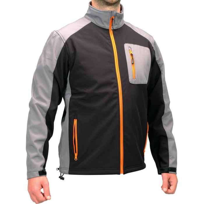 Куртка робоча SOFTSHELL YATO розмір S, чорно-сіра, 3 кишені, 96% поліестер і 4% спандекс(DW)