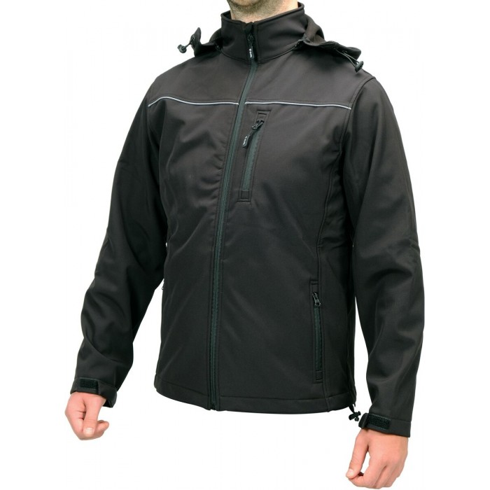 Куртка робоча SOFTSHELL з прикріпн капюшоном YATO розм S, чорна, 3 кишені, 96% поліест і 4% спандекс