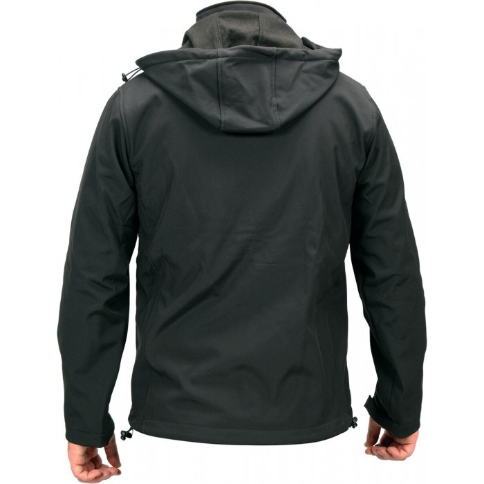 Куртка робоча SOFTSHELL з прикріпн капюшоном YATO розм S, чорна, 3 кишені, 96% поліест і 4% спандекс