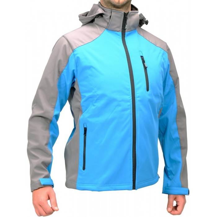 Куртка робоча SOFTSHELL з прикріпн капюшоном YATO розм S, синьо-сіра, 3 кишені, 96% поліес і 4% спан