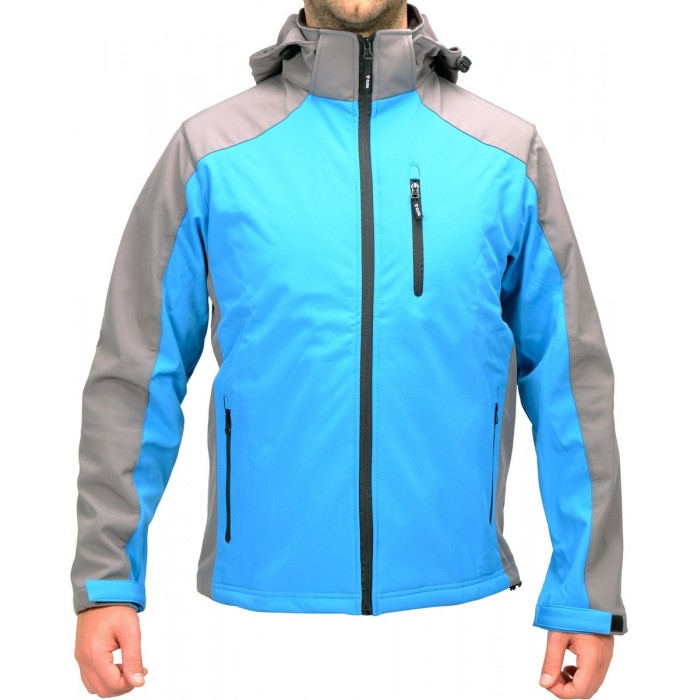 Куртка робоча SOFTSHELL з прикріпн капюшоном YATO розм S, синьо-сіра, 3 кишені, 96% поліес і 4% спан