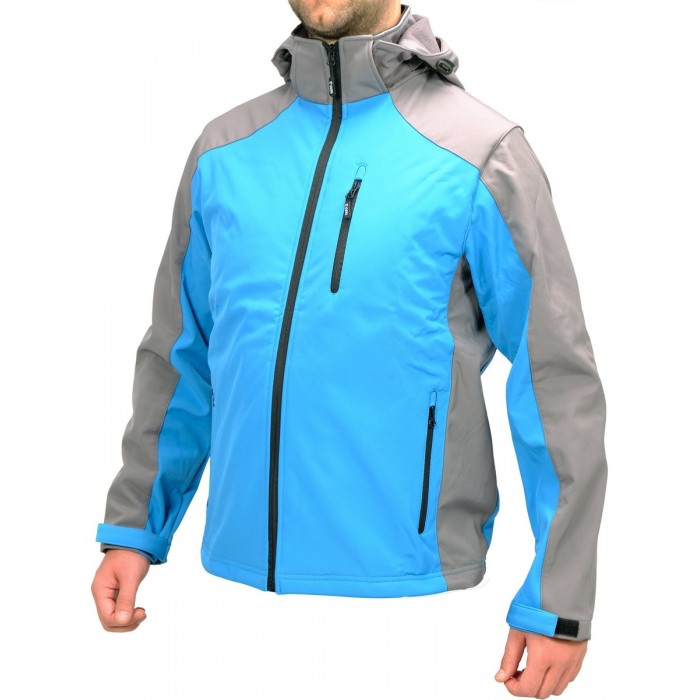 Куртка робоча SOFTSHELL з прикріпн капюшоном YATO розм S, синьо-сіра, 3 кишені, 96% поліес і 4% спан