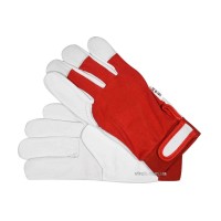 Рукавиці робочі біло-червоні YATO : бавовна + шкіра, розмір 10 [10/120]