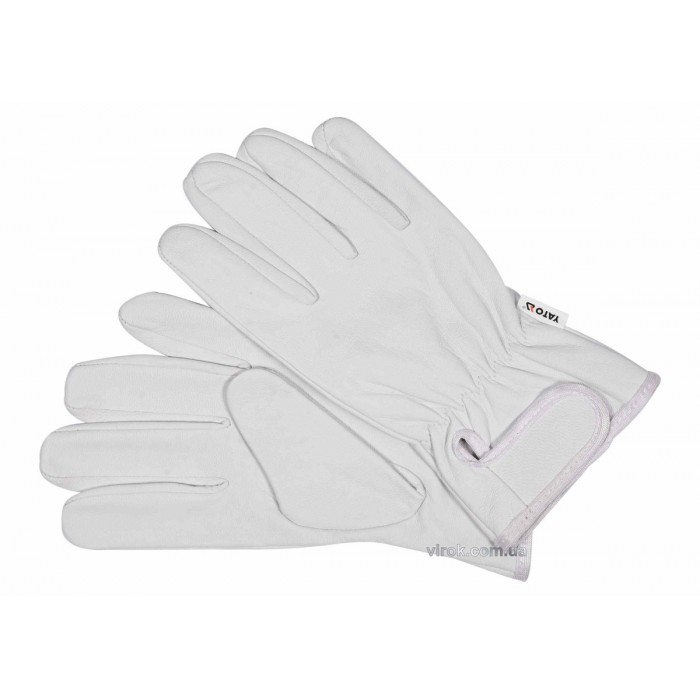 Рукавиці робочі білі з застібкою-липучкою YATO : шкіра, розмір 10 [10]