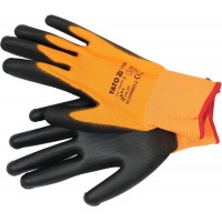 Рукавиці робочі з поліуретановою оболонкою YATO розмір 8, для користування смартфоном [12/144]