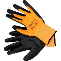 Рукавиці робочі нейлонові з нітриловою оболонкою YATO розм. 10, для користування смартфоном [12/144]