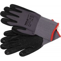 Рукавиці робочі нейлонові YATO покрите спіненим нітрилом з накрапленням, розмір 8, чорнр-сірі [12]