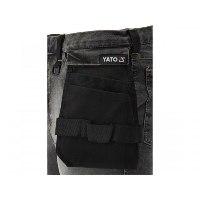 Штани робочі джинс стрейч YATO розмір M/ 82-90 см, ріст- 172-180 см, сірі, 17 кишень, 71% бав, 25