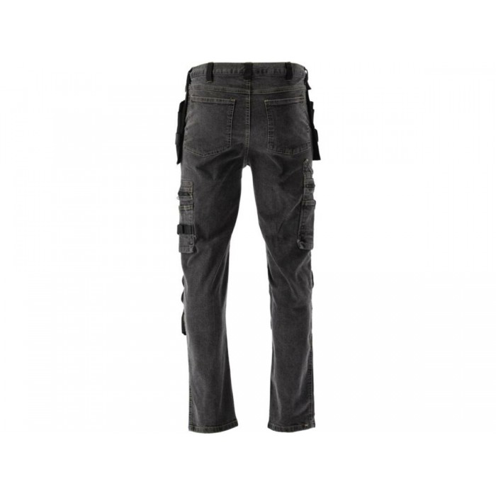 Штани робочі джинс стрейч YATO розмір L/XL 98-106 см, ріст- 180-188 см, сірі, 17 кише, 71% бав, 25