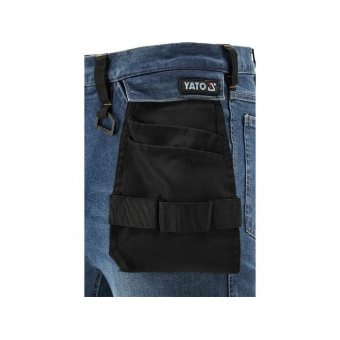 Штани робочі джинс стрейч YATO розмір L/XL- 98-106 см, ріст- 180-188см, тем-сині, 17 кишень, 71% бав