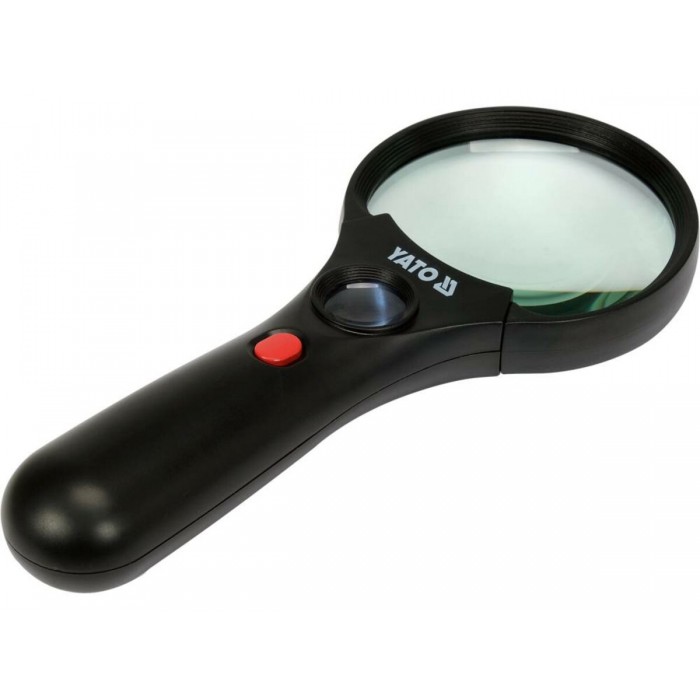 Лупа ручна в ABS-пластиковій оправі, 2 лінзи 3х/45х кратні, 192х 82х 28мм з підсвітленням [10]