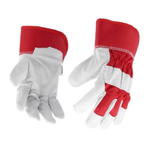 Рукавиці робочі біло-червоні YATO: бавовна + козяча шкіра, розмір 10 [10/120]