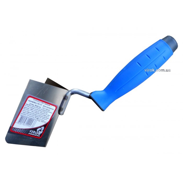 Кельма кутова зовнішня з нержавійки PROFI , двокомпонентна ручка, 80х60 мм , ТМ VIROK