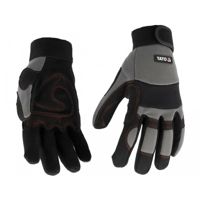 Рукавиці робочі з м'якими прокладками YATO : штучна шкіра, поліуретан, спандекс, розмір 11 [12]