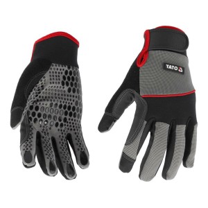 Рукавиці робочі з протиковзними надолониками YATO: штучна шкіра, поліуретан, спандекс, сил розмір 11