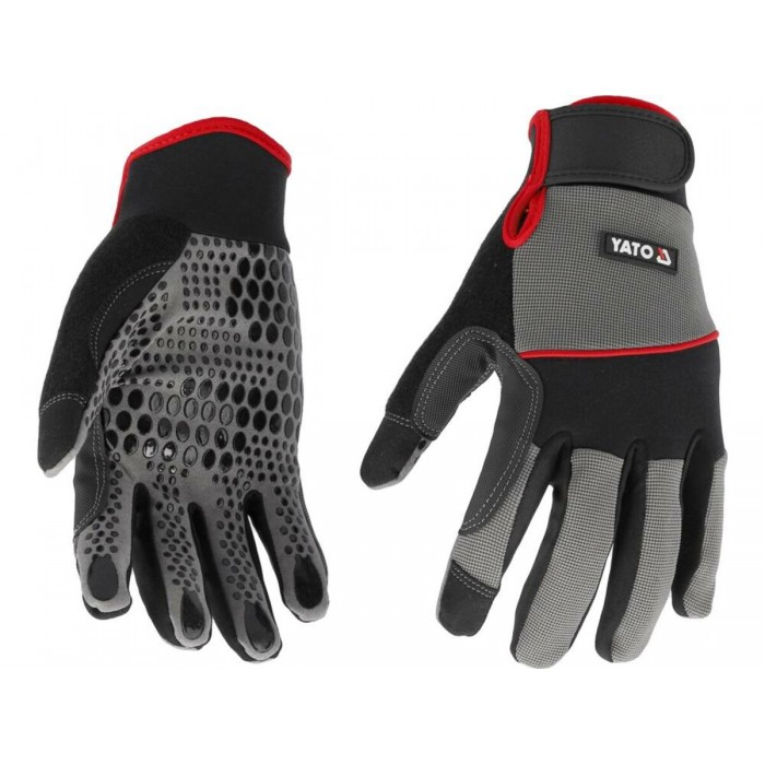 Рукавиці робочі з протиковзними надолониками YATO: штучна шкіра, поліуретан, спандекс, сил розмір 11