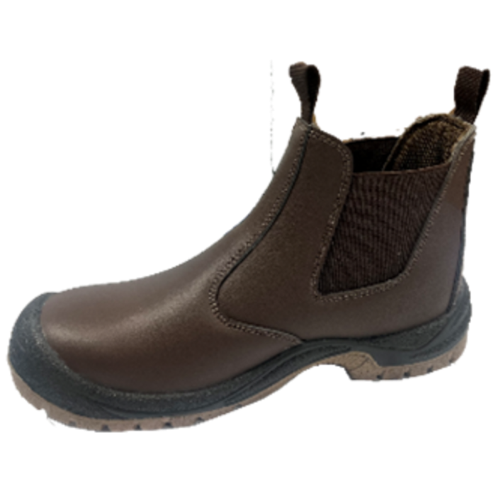 Чоботи низькі робочі з полірованої спилок шкіри YATO CHELSEA розм. 42, коричневі з поліурет підошвою