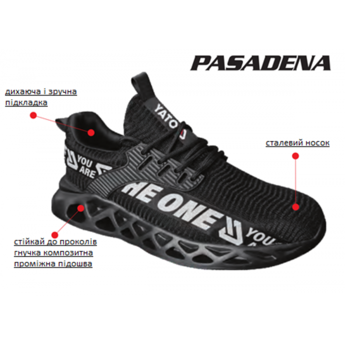 Туфлі робочі нейлонові YATO PASADENA SB, розм. 45, з гумовою підошвою