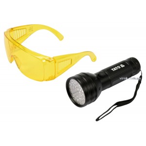 Ліхтар ультрафіолетовий з окулярами, для виявлення протікання рідини, перевірки банкнот YATO [40]