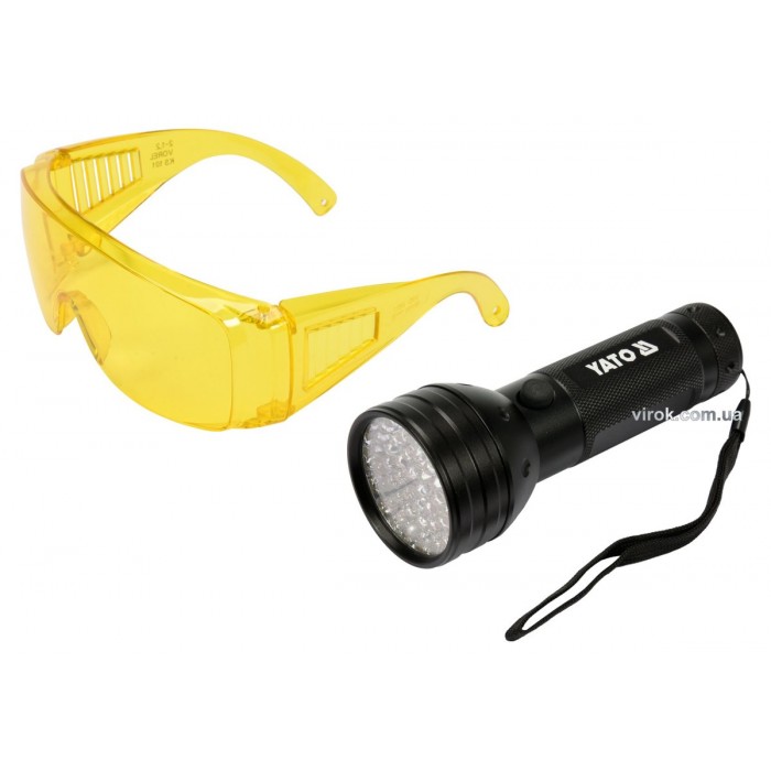 Ліхтар ультрафіолетовий з окулярами, для виявлення протікання рідини, перевірки банкнот YATO [40]