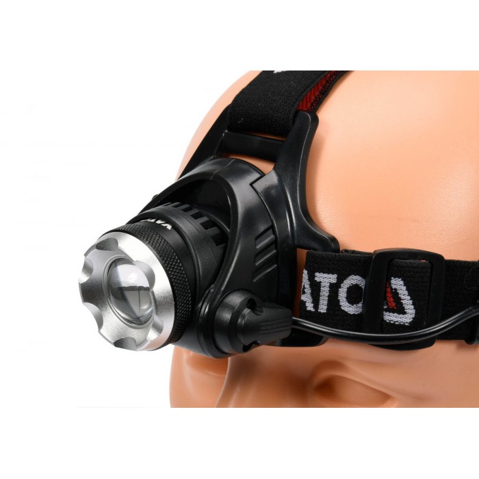 Ліхтар на чоло світлодіодний (XM-L2 CREE) YATO, 3 режими, Р=10Вт, Ф= 450lm, живл.- 4х АА батареї(DW)