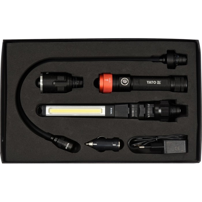 Ліхтар з обладунками 3 в 1 YATO для ремонтних робіт з зарядним пристроєм, в футлярі [10]
