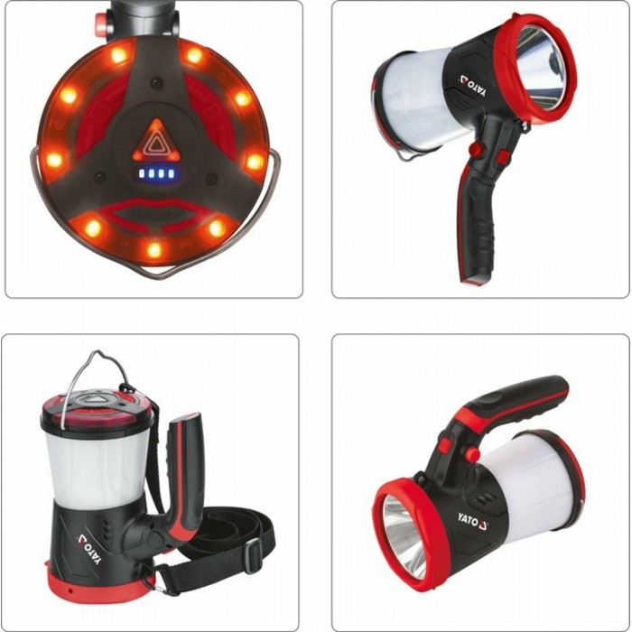 Ліхтар LED-діодний акумулятор YATO Li-Ion 3.7В, 1Вт, 600-1200Лм з ручкою, зарядний USB пристрій [10]