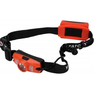 Ліхтар на чоло діодний YATO; живл. від батарейок 3х ААА, 5 режимів світла + червоний позаду(DW)