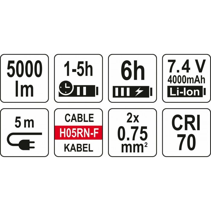 Прожектори 2 шт. 2828 SMD-діодні YATO: акумул. 4,7 В, 500-5000 Lm, на штативі h= 95-140 см [2]