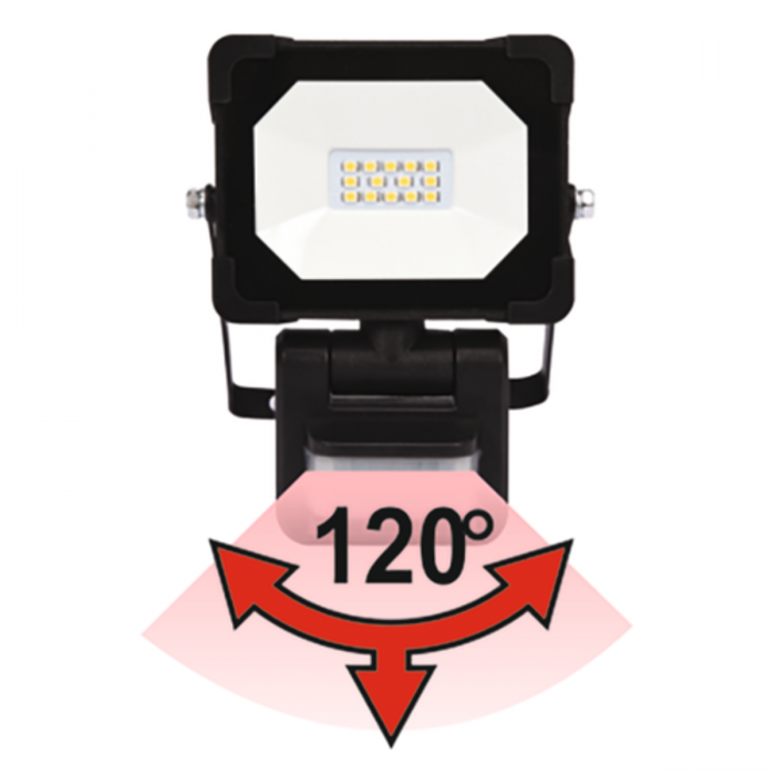 Прожектор з SMD-діодним випромінювачем і датчиком руху YATO : 50 Вт, 230 В, 4750 лм, 75 діодів [8]