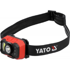 Ліхтар на чоло діодний YATO; живл. Li-Po акумулят 3,7 В, 1,2 АГод, 3 режими на відстань 35/ 60/ 87