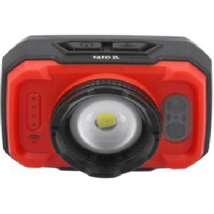 Ліхтар на чоло діодний YATO; живл. Li-Po акумулят 3,7 В, 1,2 АГод, 3 режими на відстань 35/ 60/ 87