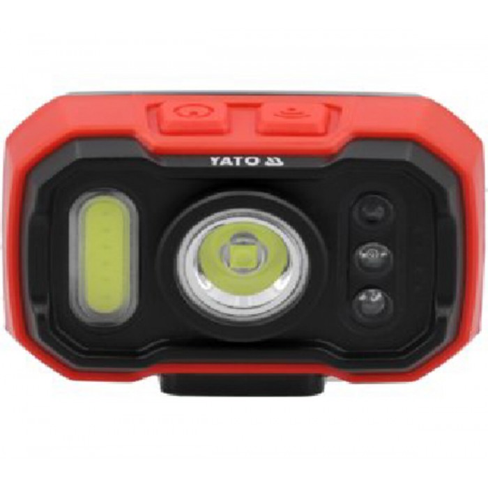 Ліхтар на чоло діодний з дат YATO; 8Вт, живл. Li-Po акумул 3,7 В, 1,2 АГод, режими: 1000/ 500/ 100Lm
