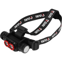 Ліхтар на чоло діодний YATO; живл. Li-Ion акумул 3,7 В, 2.6 АГод, 5 режимів дальн 160/ 90/ 60/ 12 м