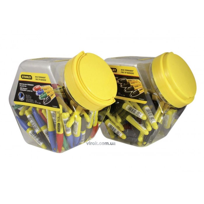 Маркер STANLEY "Mini" : кольорові : (чорн, зел, син, черв.) загострений наконечник. [72] (Шт/Уп)